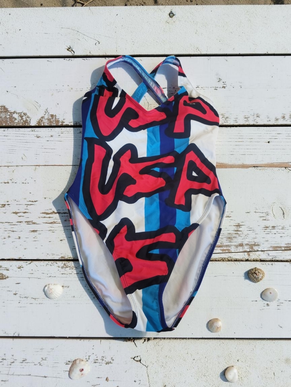 Graphic USA One-Piece Swimsuit in Red, Blue, and White